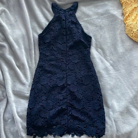 Lulus Love Poem Navy Lace Mini Dress - Picture 2 of 6
